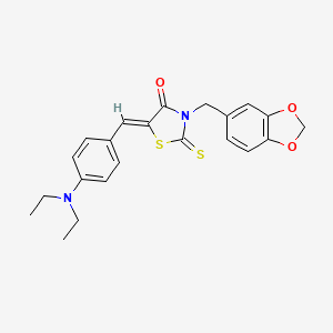 (5Z)-3-(1,3-benzodioxol-5-ylmethyl)-5-[[4-(diethylamino)phenyl]methylidene]-2-sulfanylidene-1,3-thiazolidin-4-one