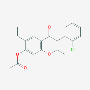 molecular formula C20H17ClO4 B3662094 3-(2-chlorophenyl)-6-ethyl-2-methyl-4-oxo-4H-chromen-7-yl acetate 