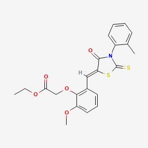 ethyl 2-[2-methoxy-6-[(Z)-[3-(2-methylphenyl)-4-oxo-2-sulfanylidene-1,3-thiazolidin-5-ylidene]methyl]phenoxy]acetate