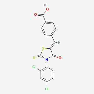 molecular formula C17H9Cl2NO3S2 B3662110 4-{[3-(2,4-dichlorophenyl)-4-oxo-2-thioxo-1,3-thiazolidin-5-ylidene]methyl}benzoic acid 