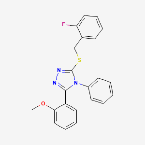 molecular formula C22H18FN3OS B3662161 3-[(2-fluorobenzyl)thio]-5-(2-methoxyphenyl)-4-phenyl-4H-1,2,4-triazole 