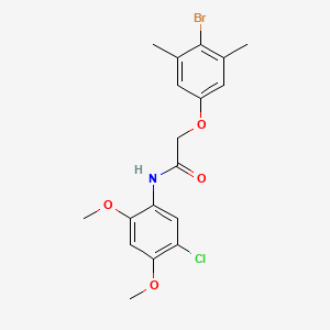 molecular formula C18H19BrClNO4 B3662175 2-(4-bromo-3,5-dimethylphenoxy)-N-(5-chloro-2,4-dimethoxyphenyl)acetamide 