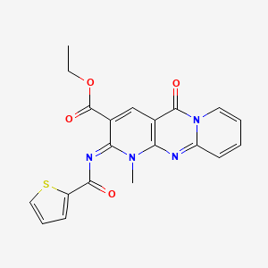 molecular formula C20H16N4O4S B3662241 ethyl 7-methyl-2-oxo-6-(thiophene-2-carbonylimino)-1,7,9-triazatricyclo[8.4.0.03,8]tetradeca-3(8),4,9,11,13-pentaene-5-carboxylate 