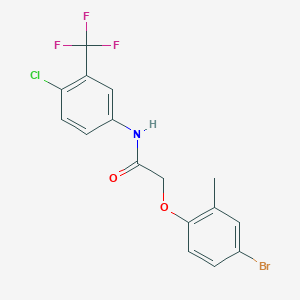 molecular formula C16H12BrClF3NO2 B3662252 2-(4-bromo-2-methylphenoxy)-N-[4-chloro-3-(trifluoromethyl)phenyl]acetamide 