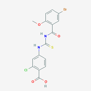 molecular formula C16H12BrClN2O4S B3662260 4-({[(5-Bromo-2-methoxyphenyl)carbonyl]carbamothioyl}amino)-2-chlorobenzoic acid 