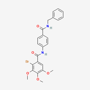 molecular formula C24H23BrN2O5 B3662263 N-[4-(benzylcarbamoyl)phenyl]-2-bromo-3,4,5-trimethoxybenzamide 