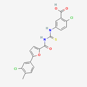 molecular formula C20H14Cl2N2O4S B3662267 2-chloro-5-[({[5-(3-chloro-4-methylphenyl)-2-furoyl]amino}carbonothioyl)amino]benzoic acid 