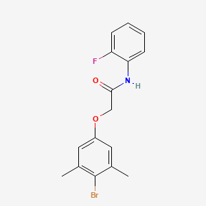 molecular formula C16H15BrFNO2 B3662291 2-(4-bromo-3,5-dimethylphenoxy)-N-(2-fluorophenyl)acetamide 