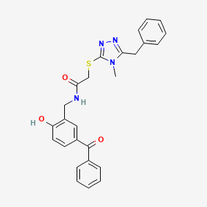 molecular formula C26H24N4O3S B3662360 N-(5-benzoyl-2-hydroxybenzyl)-2-[(5-benzyl-4-methyl-4H-1,2,4-triazol-3-yl)thio]acetamide 