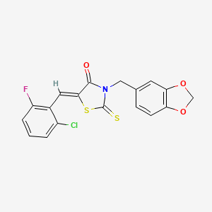 molecular formula C18H11ClFNO3S2 B3662368 3-(1,3-benzodioxol-5-ylmethyl)-5-(2-chloro-6-fluorobenzylidene)-2-thioxo-1,3-thiazolidin-4-one 