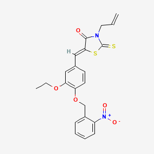 molecular formula C22H20N2O5S2 B3662370 (5Z)-5-[[3-ethoxy-4-[(2-nitrophenyl)methoxy]phenyl]methylidene]-3-prop-2-enyl-2-sulfanylidene-1,3-thiazolidin-4-one 