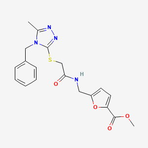 molecular formula C19H20N4O4S B3662413 Methyl 5-[[[2-[(4-benzyl-5-methyl-1,2,4-triazol-3-yl)sulfanyl]acetyl]amino]methyl]furan-2-carboxylate 