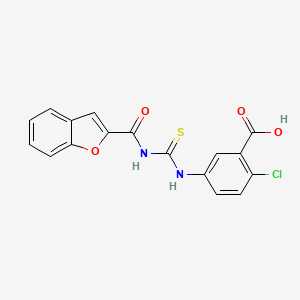 molecular formula C17H11ClN2O4S B3662420 5-({[(1-benzofuran-2-ylcarbonyl)amino]carbonothioyl}amino)-2-chlorobenzoic acid 