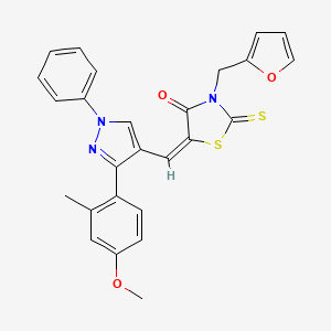 molecular formula C26H21N3O3S2 B3662428 3-(2-furylmethyl)-5-{[3-(4-methoxy-2-methylphenyl)-1-phenyl-1H-pyrazol-4-yl]methylene}-2-thioxo-1,3-thiazolidin-4-one 