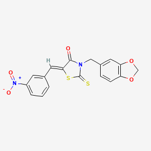 molecular formula C18H12N2O5S2 B3662468 (5Z)-3-(1,3-benzodioxol-5-ylmethyl)-5-(3-nitrobenzylidene)-2-thioxo-1,3-thiazolidin-4-one 