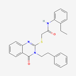 molecular formula C26H25N3O2S B3662474 N-(2-ethylphenyl)-2-[4-oxo-3-(2-phenylethyl)quinazolin-2-yl]sulfanylacetamide 