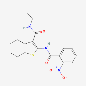 molecular formula C18H19N3O4S B3662480 N-ethyl-2-[(2-nitrobenzoyl)amino]-4,5,6,7-tetrahydro-1-benzothiophene-3-carboxamide 