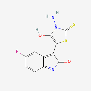 molecular formula C11H6FN3O2S2 B3662512 3-(3-amino-4-oxo-2-thioxo-1,3-thiazolidin-5-ylidene)-5-fluoro-1,3-dihydro-2H-indol-2-one 