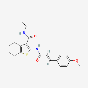 molecular formula C21H24N2O3S B3662517 N-ethyl-2-{[3-(4-methoxyphenyl)acryloyl]amino}-4,5,6,7-tetrahydro-1-benzothiophene-3-carboxamide 