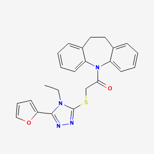 molecular formula C24H22N4O2S B3662553 1-(5,6-Dihydrobenzo[b][1]benzazepin-11-yl)-2-[[4-ethyl-5-(furan-2-yl)-1,2,4-triazol-3-yl]sulfanyl]ethanone 