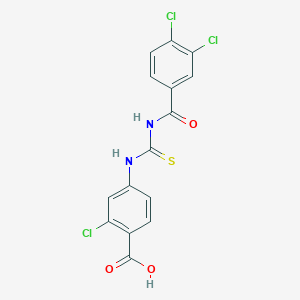 molecular formula C15H9Cl3N2O3S B3662580 2-chloro-4-({[(3,4-dichlorobenzoyl)amino]carbonothioyl}amino)benzoic acid 