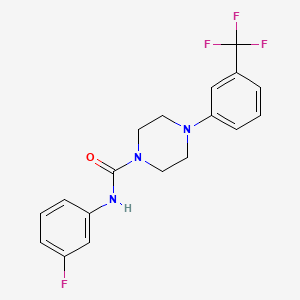 molecular formula C18H17F4N3O B3662587 N-(3-fluorophenyl)-4-[3-(trifluoromethyl)phenyl]piperazine-1-carboxamide 