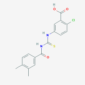 molecular formula C17H15ClN2O3S B3662638 2-chloro-5-({[(3,4-dimethylphenyl)carbonyl]carbamothioyl}amino)benzoic acid CAS No. 435285-90-8