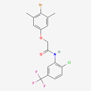 molecular formula C17H14BrClF3NO2 B3662648 2-(4-bromo-3,5-dimethylphenoxy)-N-[2-chloro-5-(trifluoromethyl)phenyl]acetamide 