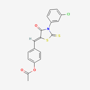 molecular formula C18H12ClNO3S2 B3662672 [4-[(Z)-[3-(3-chlorophenyl)-4-oxo-2-sulfanylidene-1,3-thiazolidin-5-ylidene]methyl]phenyl] acetate 