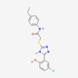 molecular formula C19H19ClN4O2S B3662764 2-{[5-(5-chloro-2-hydroxyphenyl)-4-methyl-4H-1,2,4-triazol-3-yl]thio}-N-(4-ethylphenyl)acetamide 