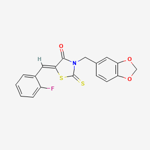 molecular formula C18H12FNO3S2 B3662796 3-(1,3-benzodioxol-5-ylmethyl)-5-(2-fluorobenzylidene)-2-thioxo-1,3-thiazolidin-4-one 