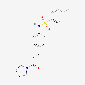 molecular formula C20H24N2O3S B3662797 4-methyl-N-[4-(3-oxo-3-pyrrolidin-1-ylpropyl)phenyl]benzenesulfonamide 