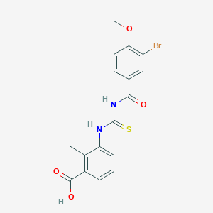 molecular formula C17H15BrN2O4S B3662823 3-({[(3-bromo-4-methoxybenzoyl)amino]carbonothioyl}amino)-2-methylbenzoic acid 