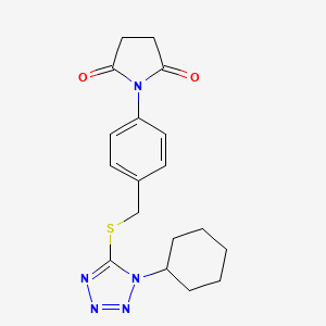 molecular formula C18H21N5O2S B3662861 1-(4-{[(1-cyclohexyl-1H-tetrazol-5-yl)thio]methyl}phenyl)-2,5-pyrrolidinedione 