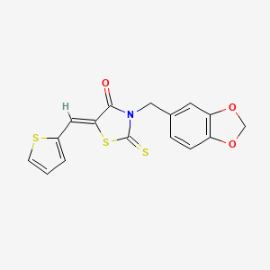 molecular formula C16H11NO3S3 B3662885 3-(1,3-benzodioxol-5-ylmethyl)-5-(2-thienylmethylene)-2-thioxo-1,3-thiazolidin-4-one 