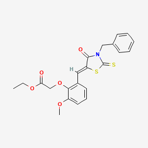 ethyl 2-[2-[(Z)-(3-benzyl-4-oxo-2-sulfanylidene-1,3-thiazolidin-5-ylidene)methyl]-6-methoxyphenoxy]acetate