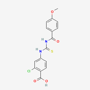 molecular formula C16H13ClN2O4S B3662930 2-CHLORO-4-({[(4-METHOXYPHENYL)FORMAMIDO]METHANETHIOYL}AMINO)BENZOIC ACID 