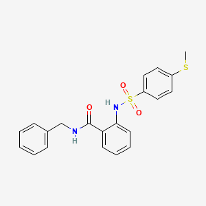 molecular formula C21H20N2O3S2 B3662936 N-benzyl-2-({[4-(methylthio)phenyl]sulfonyl}amino)benzamide 