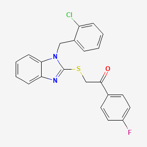 molecular formula C22H16ClFN2OS B3662963 2-{[1-(2-chlorobenzyl)-1H-benzimidazol-2-yl]thio}-1-(4-fluorophenyl)ethanone 