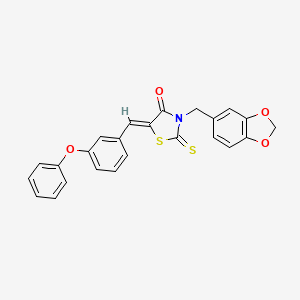 molecular formula C24H17NO4S2 B3663055 3-(1,3-benzodioxol-5-ylmethyl)-5-(3-phenoxybenzylidene)-2-thioxo-1,3-thiazolidin-4-one 