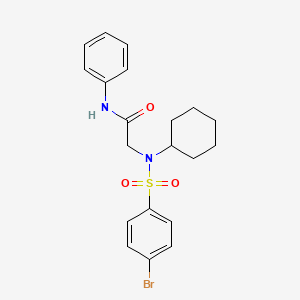 molecular formula C20H23BrN2O3S B3663064 N~2~-[(4-bromophenyl)sulfonyl]-N~2~-cyclohexyl-N-phenylglycinamide 