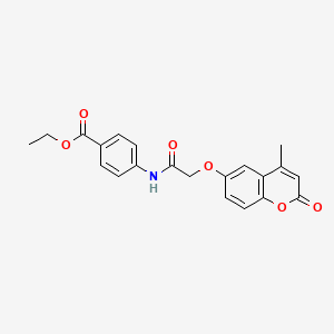 molecular formula C21H19NO6 B3663072 ETHYL 4-{2-[(4-METHYL-2-OXO-2H-CHROMEN-6-YL)OXY]ACETAMIDO}BENZOATE 