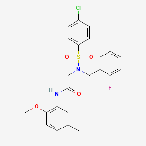 molecular formula C23H22ClFN2O4S B3663076 N~2~-[(4-chlorophenyl)sulfonyl]-N~2~-(2-fluorobenzyl)-N-(2-methoxy-5-methylphenyl)glycinamide 