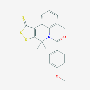 molecular formula C21H19NO2S3 B366308 5-(4-methoxybenzoyl)-4,4,6-trimethyl-4,5-dihydro-1H-[1,2]dithiolo[3,4-c]quinoline-1-thione CAS No. 331870-40-7