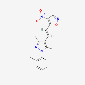 5-[(E)-2-[1-(2,4-dimethylphenyl)-3,5-dimethylpyrazol-4-yl]ethenyl]-3-methyl-4-nitro-1,2-oxazole