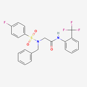 molecular formula C22H18F4N2O3S B3663096 N~2~-benzyl-N~2~-[(4-fluorophenyl)sulfonyl]-N~1~-[2-(trifluoromethyl)phenyl]glycinamide 