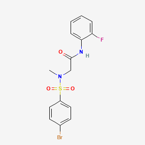 molecular formula C15H14BrFN2O3S B3663122 N~2~-[(4-bromophenyl)sulfonyl]-N-(2-fluorophenyl)-N~2~-methylglycinamide 