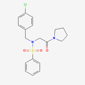 molecular formula C19H21ClN2O3S B3663143 N-(4-chlorobenzyl)-N-[2-oxo-2-(pyrrolidin-1-yl)ethyl]benzenesulfonamide 