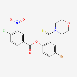 molecular formula C18H14BrClN2O5S B3663181 4-Bromo-2-(morpholin-4-ylcarbonothioyl)phenyl 4-chloro-3-nitrobenzoate 