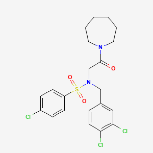 molecular formula C21H23Cl3N2O3S B3663227 N-[2-(1-azepanyl)-2-oxoethyl]-4-chloro-N-(3,4-dichlorobenzyl)benzenesulfonamide 